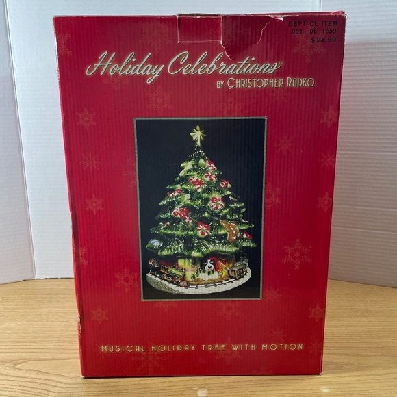 Christopher Radko Holiday Musical Motion Ceramic Christmas Tree w Train Video - Picture 9 of 13